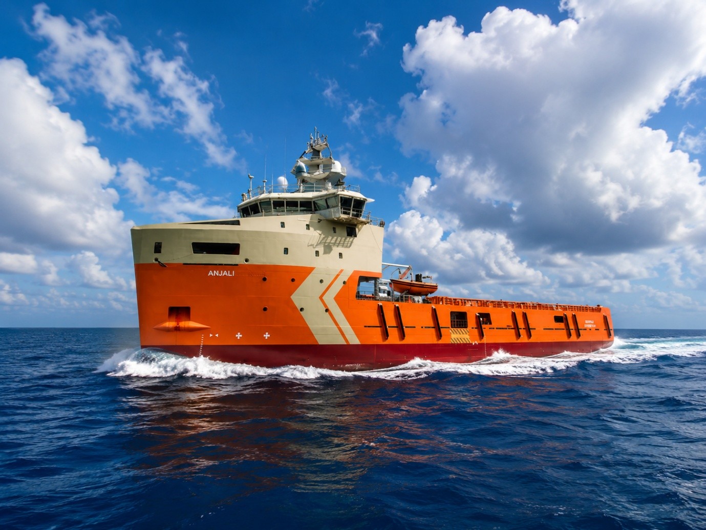 Offshore support and fire fighting vessel Anjali at sea